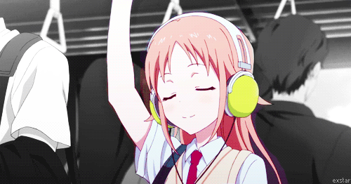 Image result for anime escutando musica gif